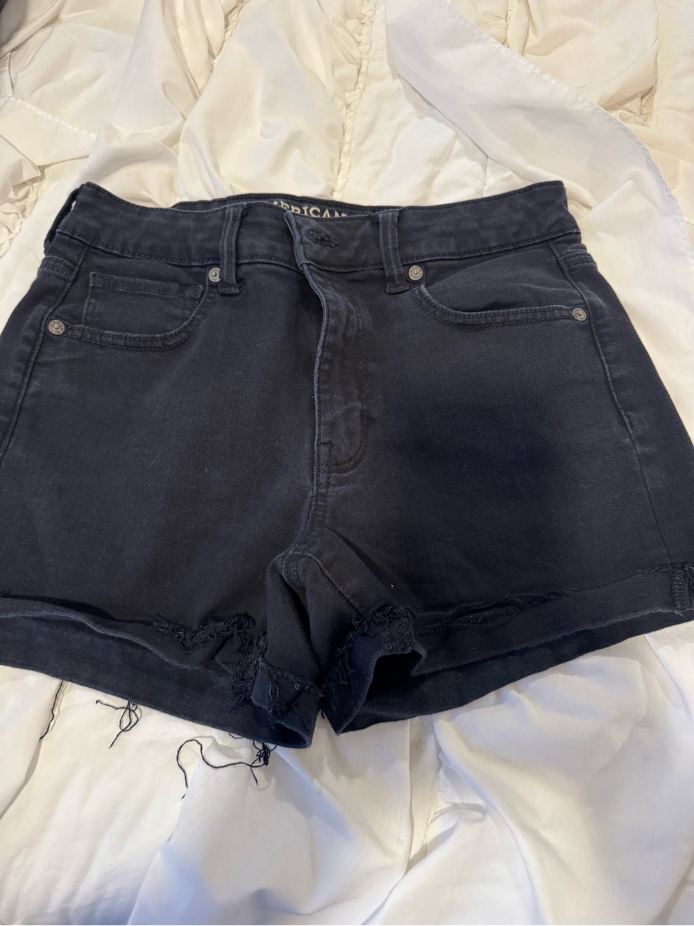 American Eagle Outfitters Black High-Rise Denim Shorts